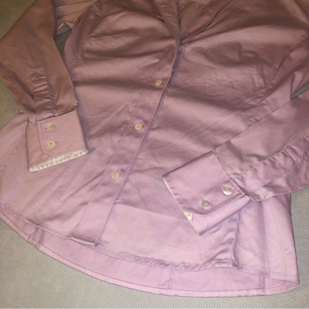BR Stretch Lavender XS Button Down Shirt Striped Cuff Women’s Banana Republic - Picture 5 of 10